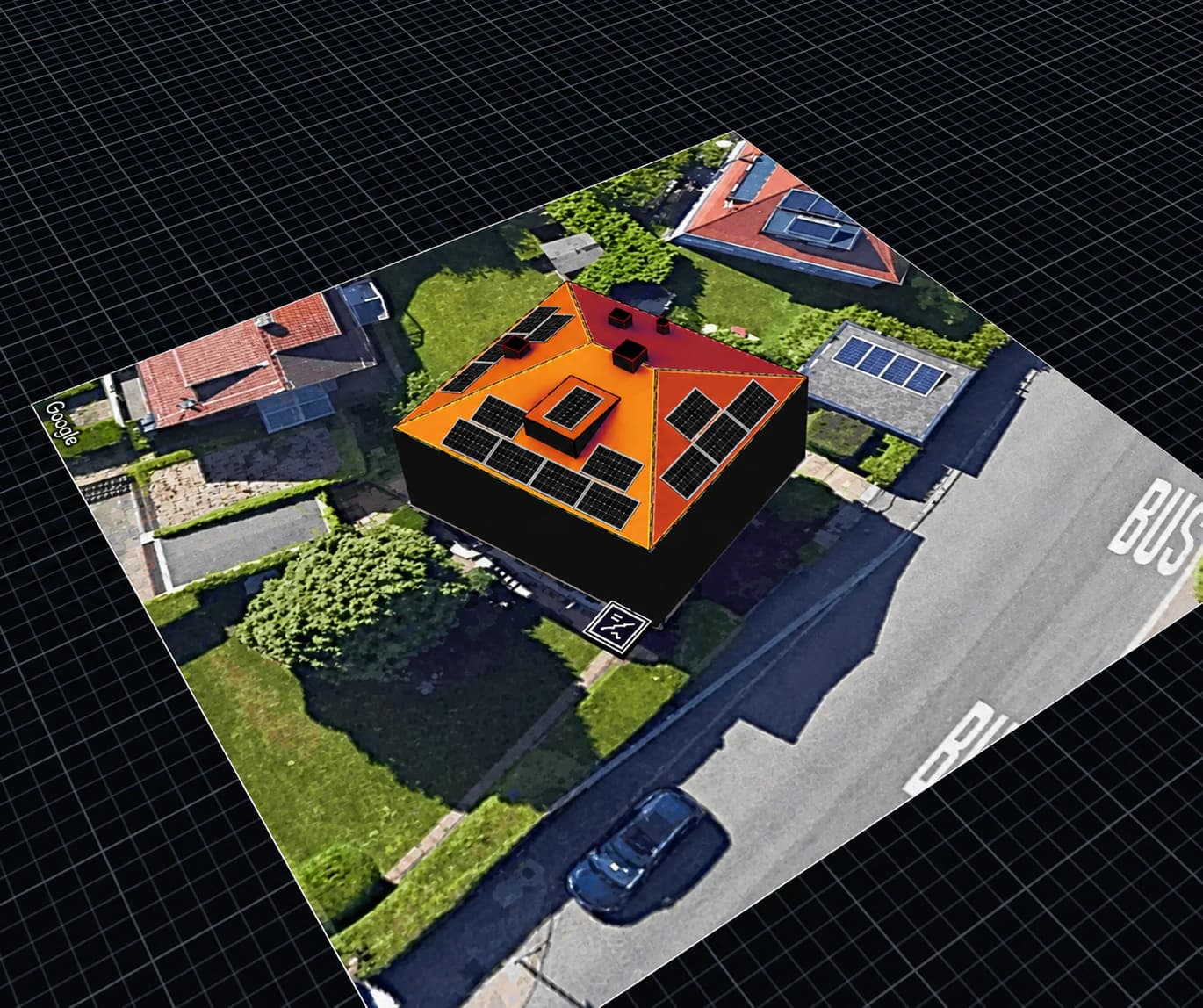 3D solar panel design on rooftop