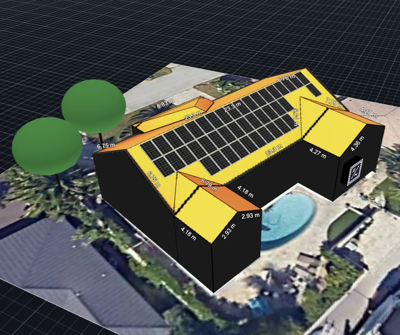 3D solar panel design on rooftop
