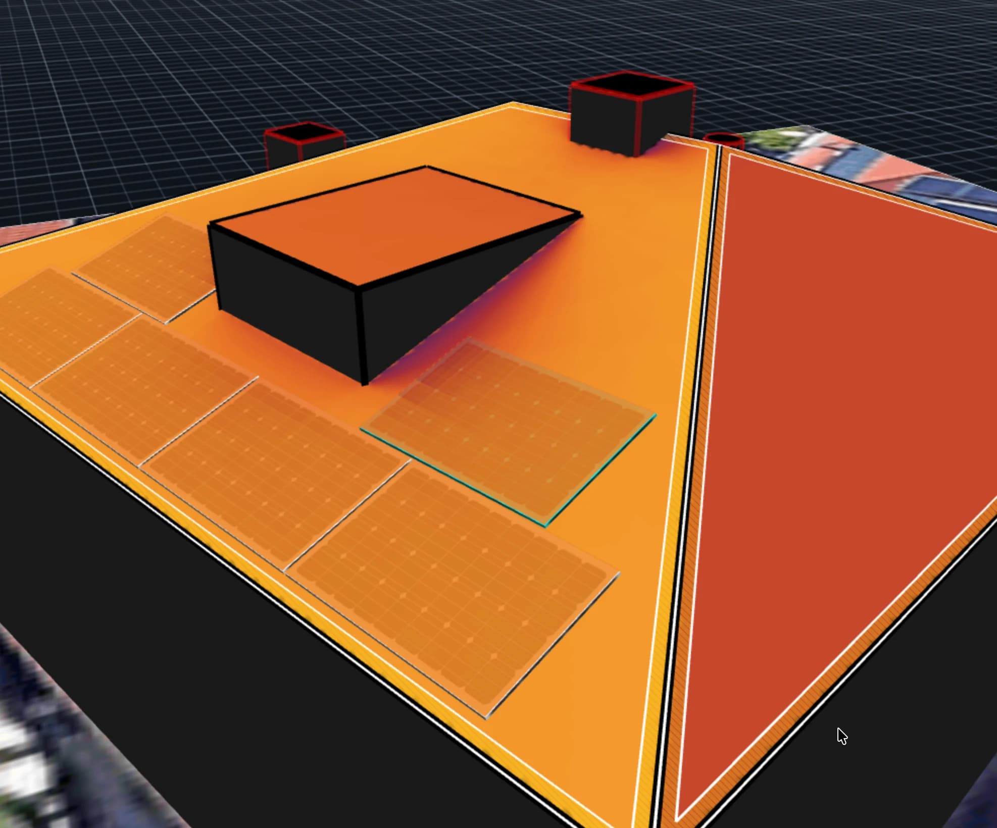 3D rooftop with irradiance heatmap and shading analysis