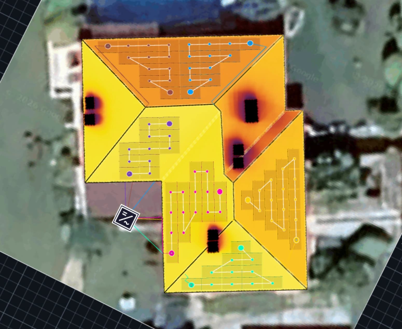 Roof string design layout